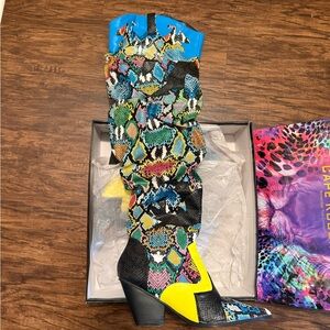 Cape Robbin Multicolor Snake Print Heeled Boots